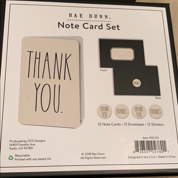 Rae Dunn Note Card Set - Picture 2 of 2